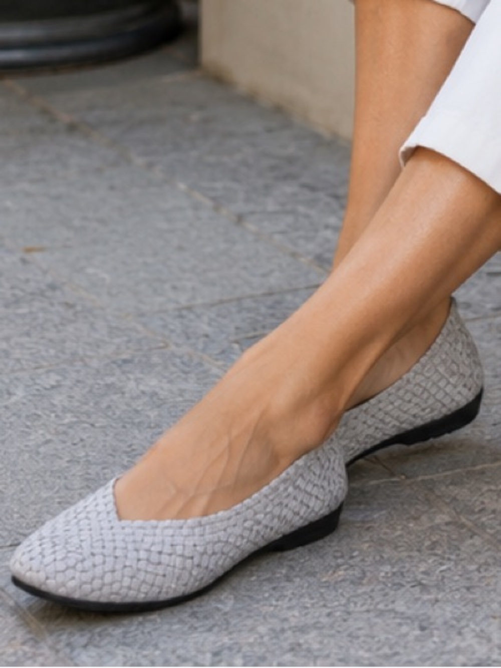 Bernie Mev Catwalk Flats Light Gray Woven EU41 NWT